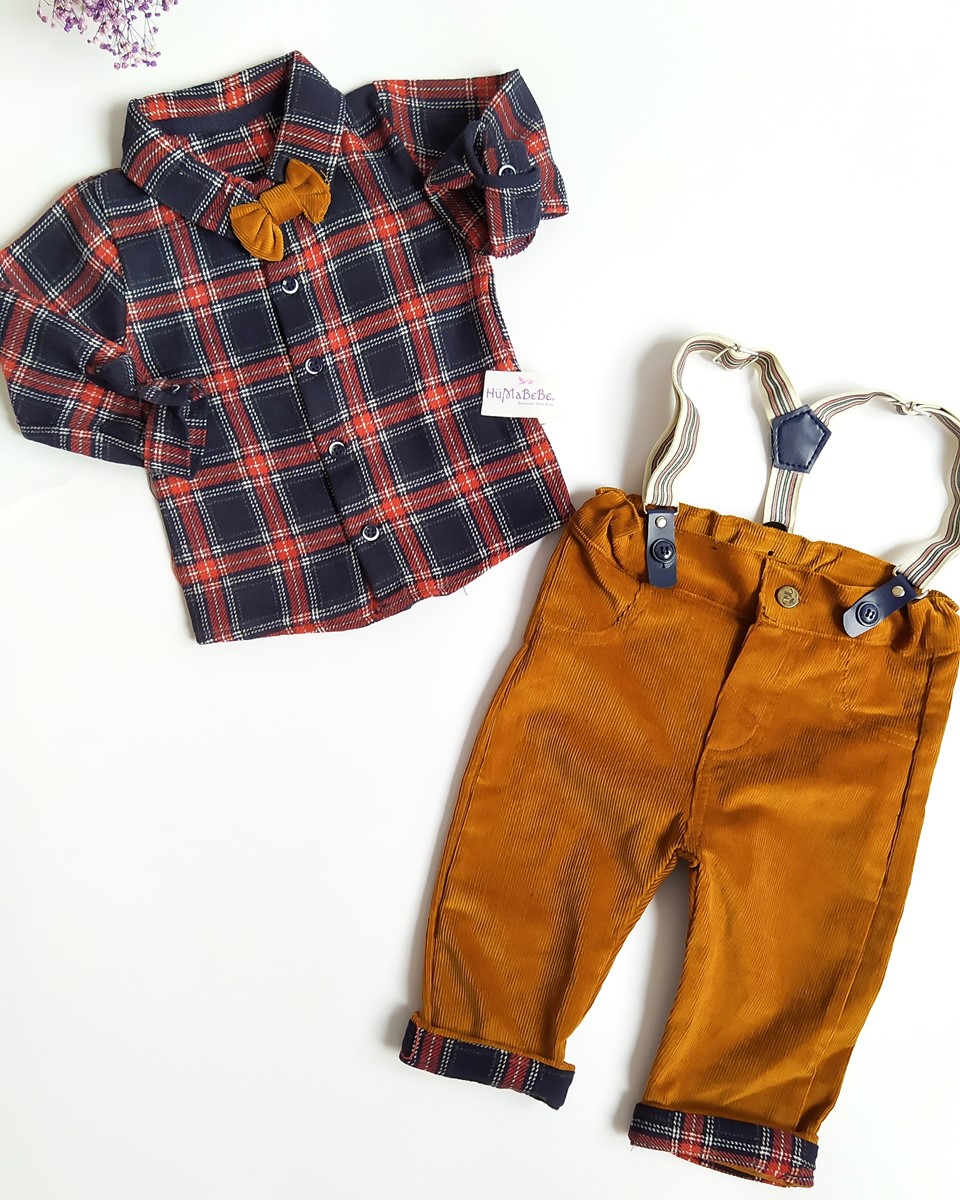 KIŞLIK KADİFE PANTOLONLU 3LÜ TAKIM Hüma Bebe Bebek ve Çocuk Giyim