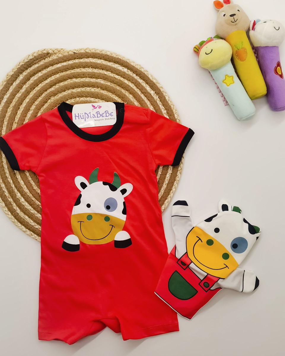 İNEK BASKILI TULUM +KUKLA Hüma Bebe Bebek ve Çocuk Giyim Hüma Bebe