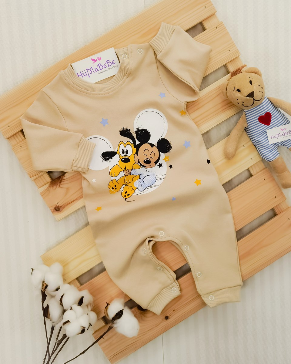 Mickey and pluto uzun kollu mevsimlik penye Bebek tulum 