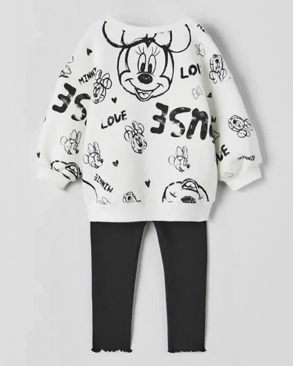 Zara Minnie mouse bask l uzun kollu Sweatshirt Taytl Mevsimlik 2li Tak m