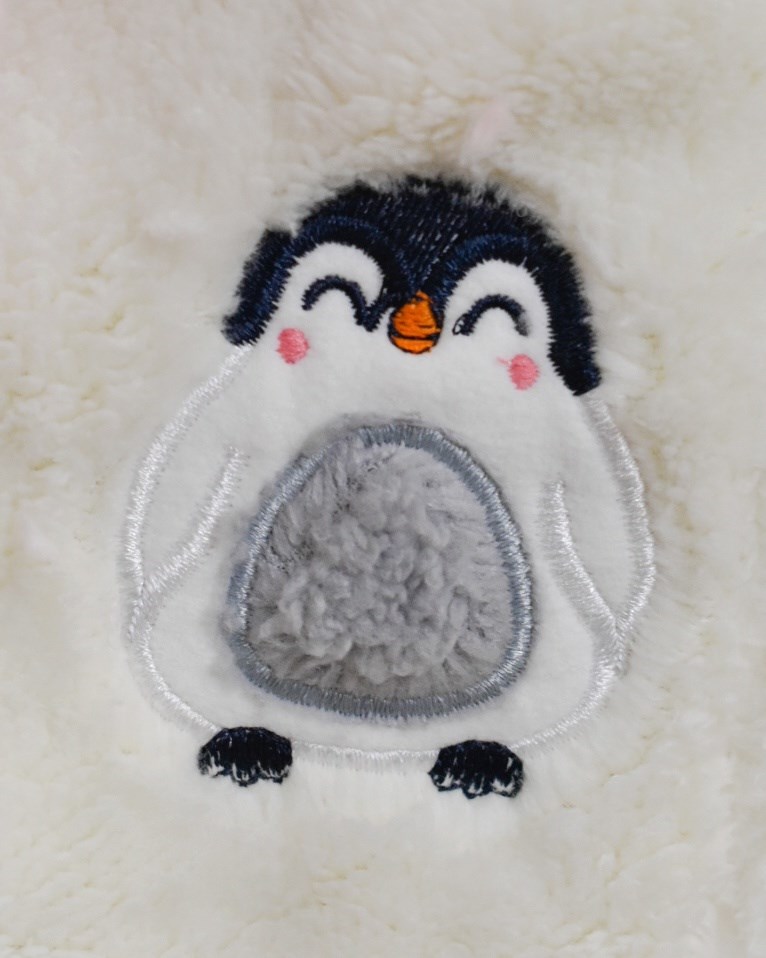 Penguen Nakışlı panduflu Welsoft Kışlık 3lü Bebe Takım 