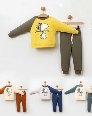 Snoopy bisiklet yaka Sweatshirt Mevsimlik 2li çocuk takım 