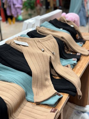 Triko çizgili kışlık unisex bebe tayt