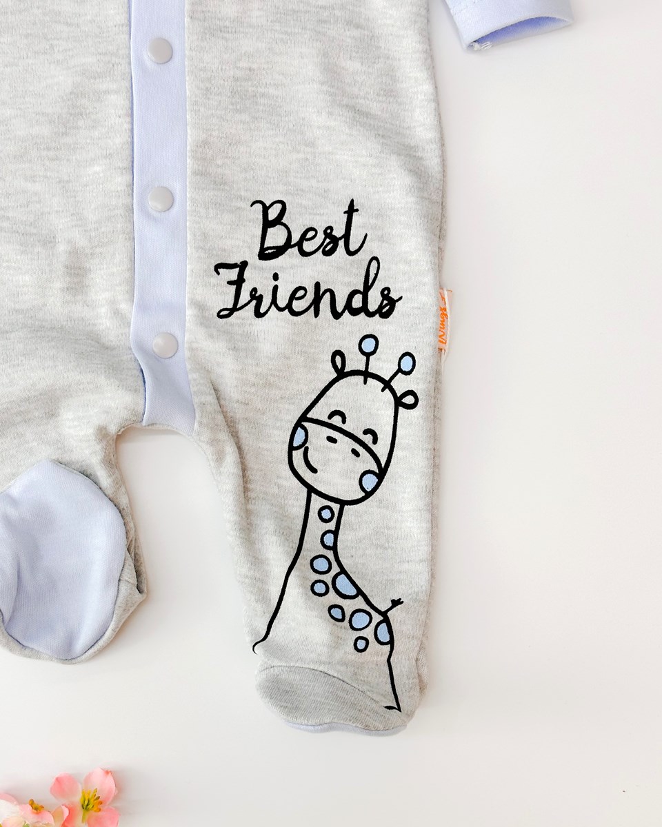 Best friends boydan çıtçıtlı ayaklı penye bebe tulum 