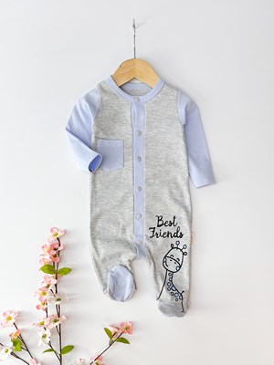 Best friends boydan çıtçıtlı ayaklı penye bebe tulum 