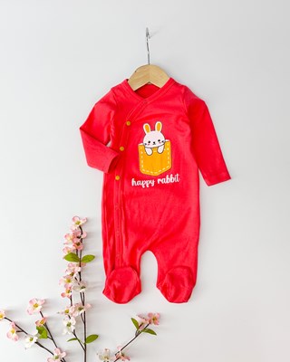 Happy rabbit boydan çıtçıtlı penye kız bebe tulum 