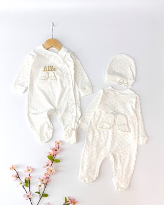 Little angel boydan çıtçıtlı şık şapkalı mevsimlik kız bebe tulum 
