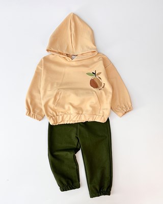 Apple kapüşonlu oversize sweatshirt mevsimlik 2li takım 