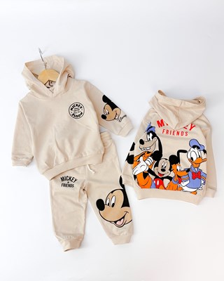 Mickey ve arkadaşları kapüşonlu mevsimlik ikili bebe takım
