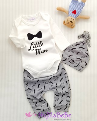 Little man uzun kollu badili tarz bereli mevsimlik 3lü takım