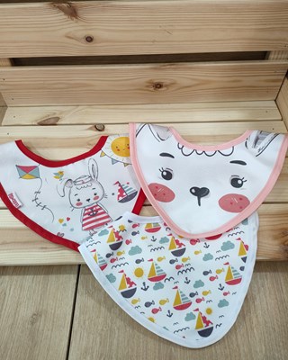 Yelkenli Tavşancık 3lü Çıtçıtlı Fular Mama Önlüğü