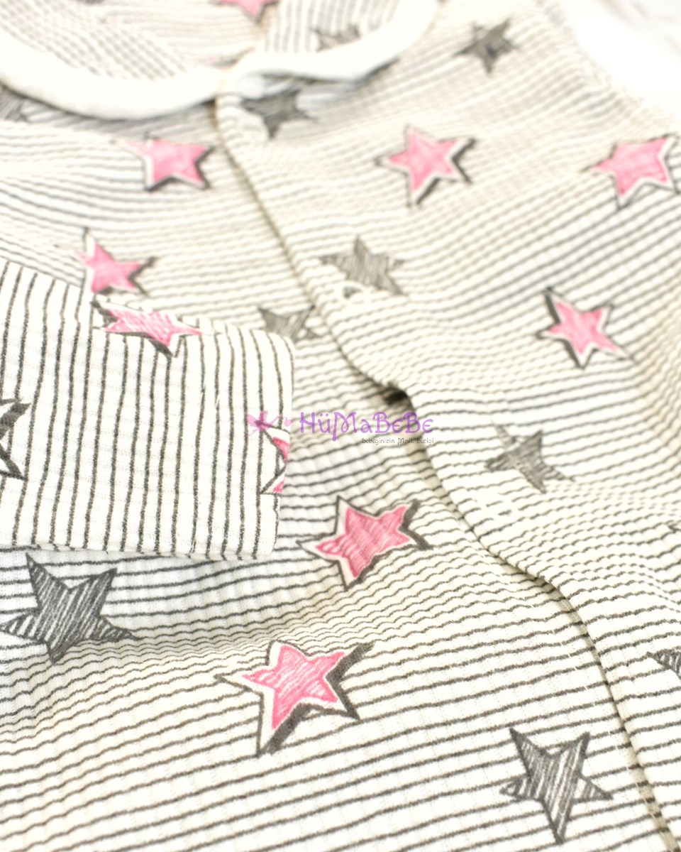 Yıldız Baskılı Robalı Bebe Yaka 2li Pijama Takımı