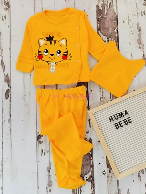 Little star kedicik yandan çıtçıtlı kendinden eldivenli mevsimlik 3lü takım 