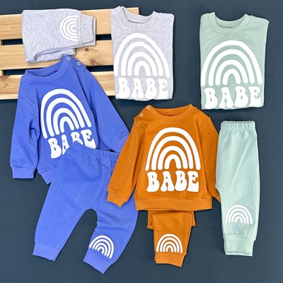 Babe bisiklet yaka Sweatshirt Mevsimlik 2li Bebe Takım 
