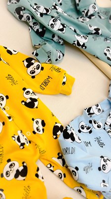 Minik panda önden çıtçıtlı ayaklı mevsimlik bebe tulum