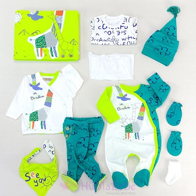 İndream animals tulumlu yenidoğan 10lu zıbın set
