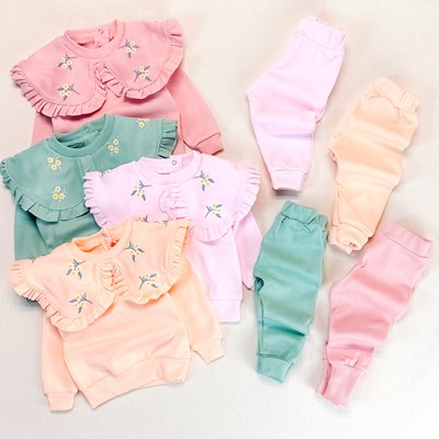 Daisy ruffle bebe yaka mevsimlik ikili kız bebe takım 
