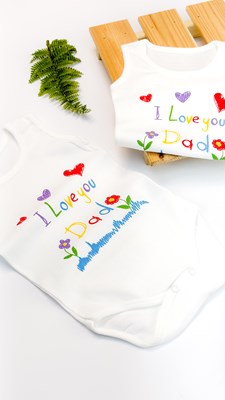 I love you dad Desen Askılı Bebek Çıtçıtlı Badi