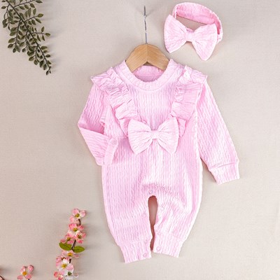 Çift zincir detaylı fiyok bandanalı şık mevsimlik kız bebek tulum 