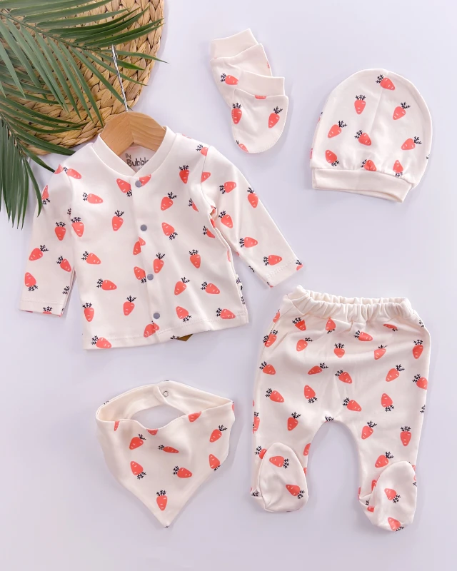 Minik havuçlar önden çıtçıtlı yenidoğan 5li set 