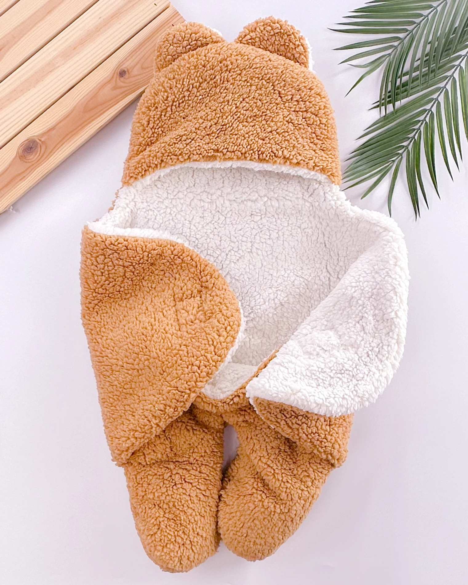 Peluş ayıcık cırt bantlı ayaklı bebek kundak 