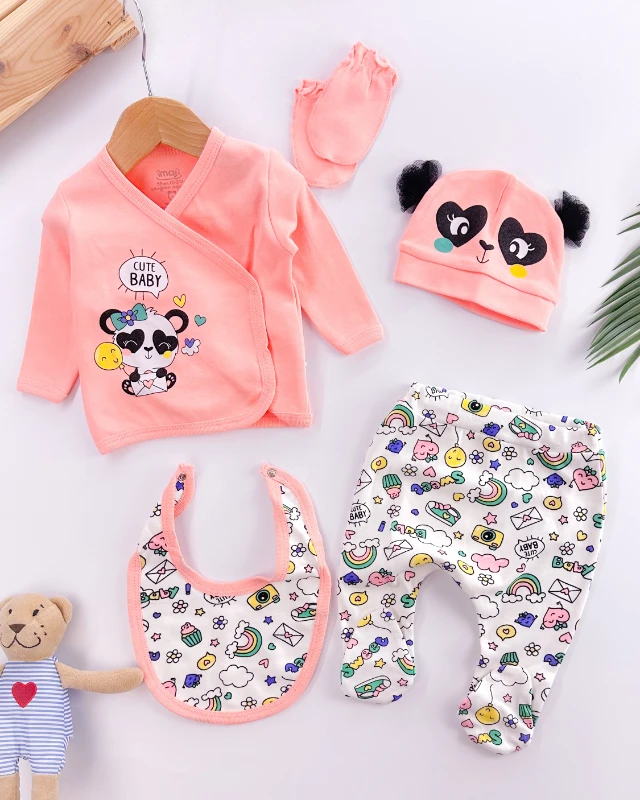 Cute baby yandan çıtçıtlı yenidoğan 5li set 