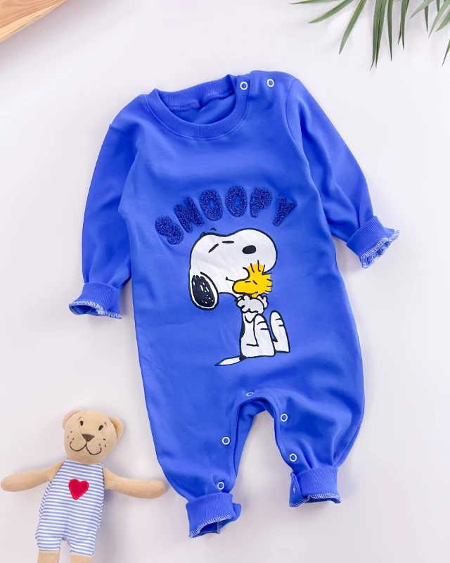 Snoopy ve arkadaşı omuzdan ve alttan çıtçıtlı mevsimlik tulum 