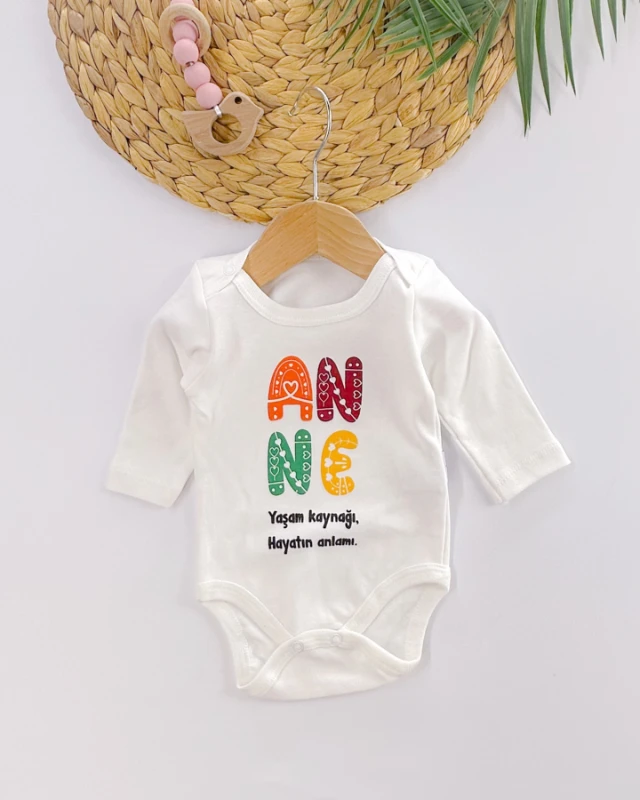 Anne yaşam kaynağı omuzdan çıtçıtlı uzun kollu penye badi 