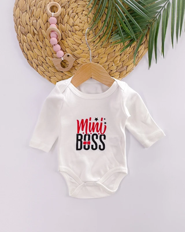 Mini boss omuzdan çıtçıtlı uzun kollu penye badi 