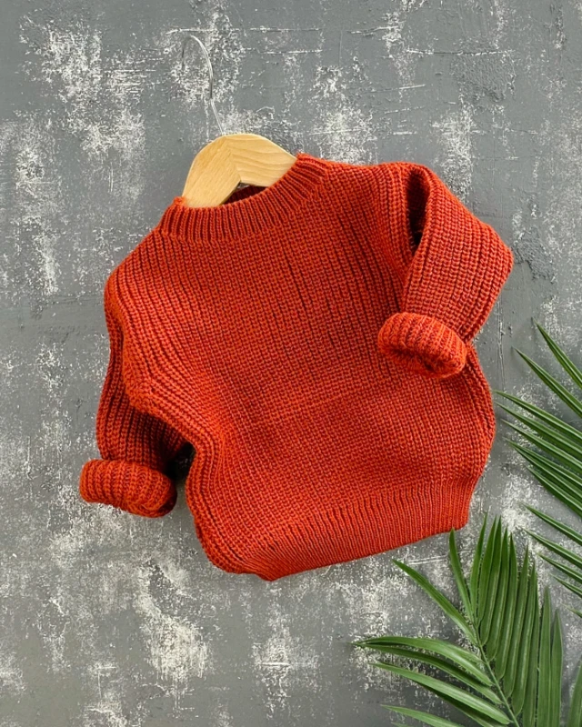 Selanik örgülü kol manşetli unisex triko kazak 