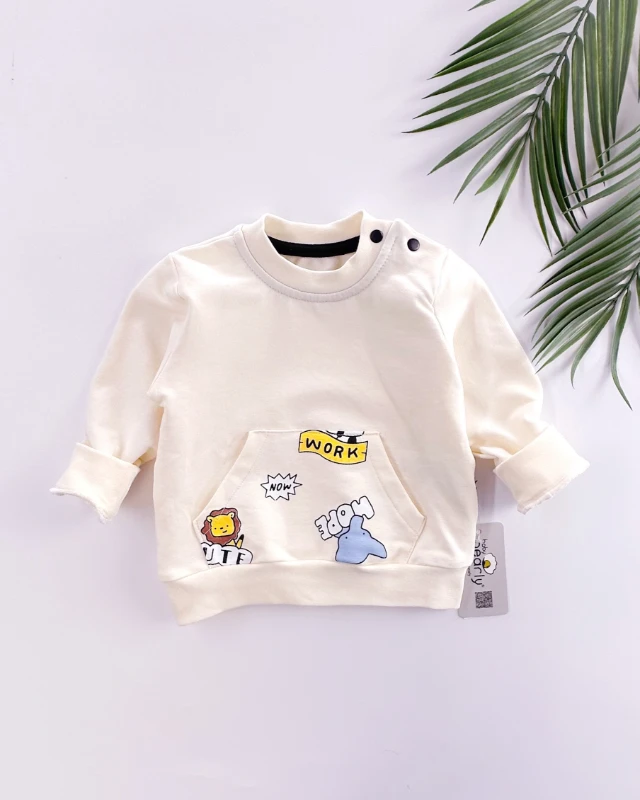 Work now omuzdan çıtçıtlı kanguru cepli mevsimlik tek sweat