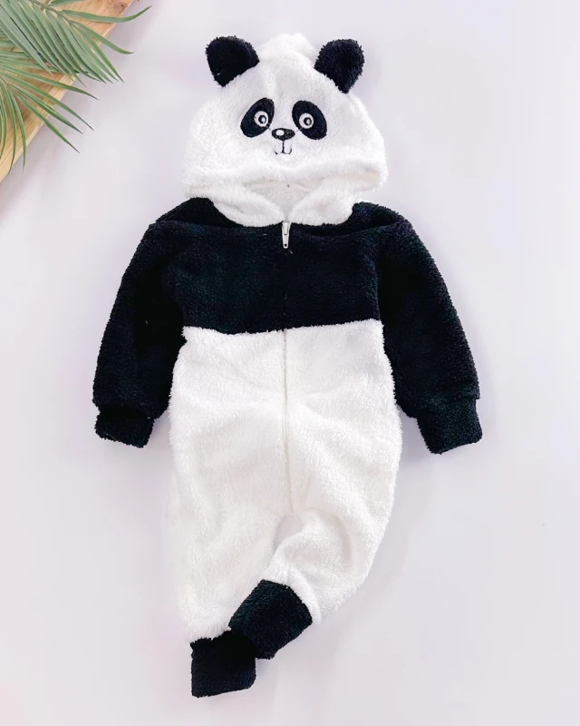 Panda Figürlü Boydan Fermuarlı Welsoft Kışlık Bebe Tulum