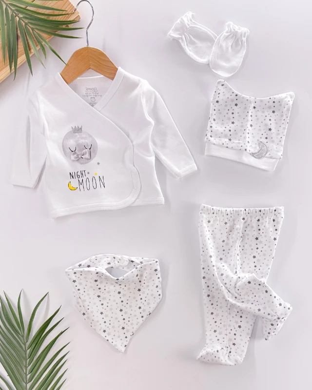 Night moon  yandan çıtçıtlı yenidoğan 5li set 