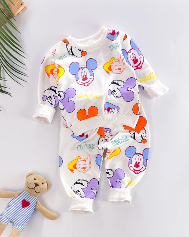 Happy mickey and duffy baskılı mevsimlik 2li takım 