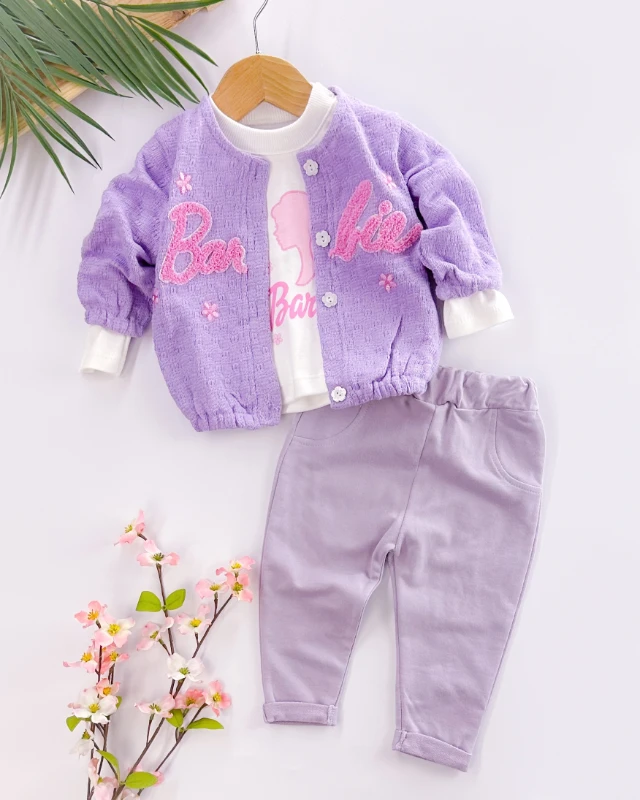 Barbie punch  triko hırkalı mevsimlik 3lü takım 