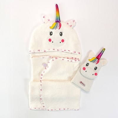 Unicorn detaylı silgi havlu kese set 