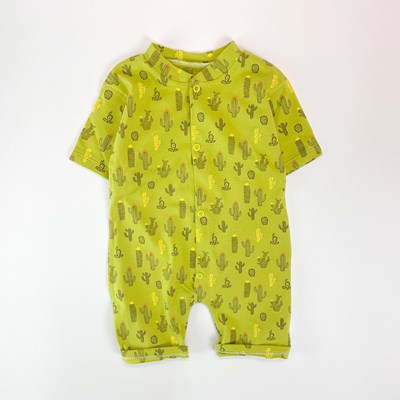 Kaktüs desen önden çıtçıtlı şortlu yazlık bebe tulum 