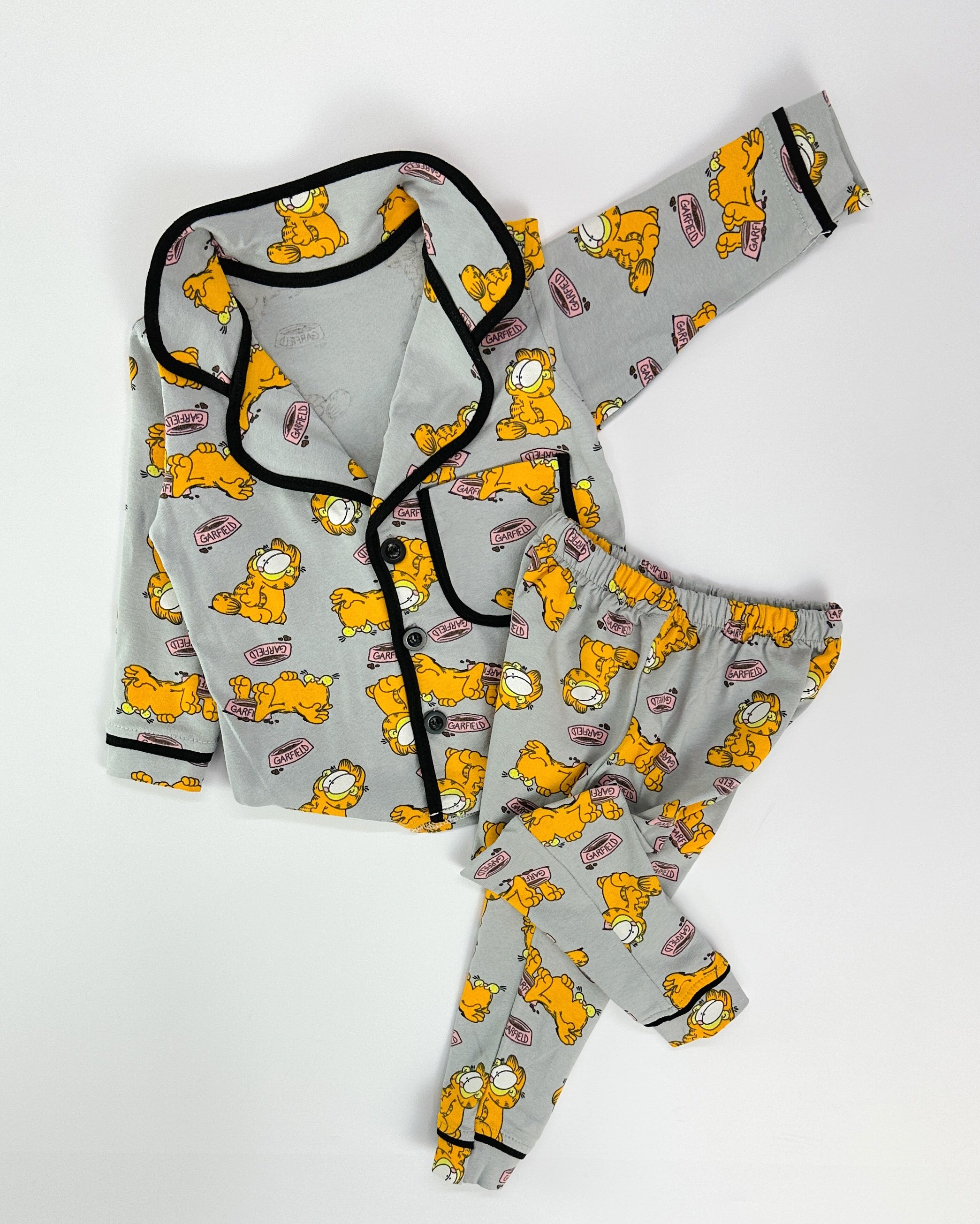 Garfield önden düğmeli mevsimlik 2li pijama takım 