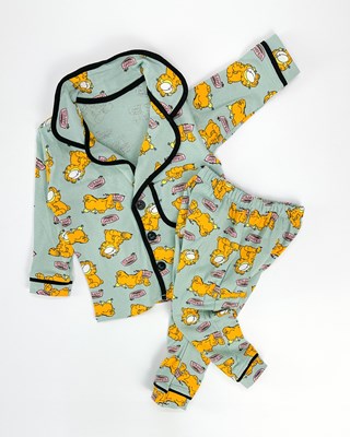 Garfield önden düğmeli mevsimlik 2li pijama takım 
