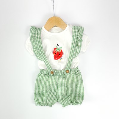 Hello summer yazlık salopet tshırt 2li takım 