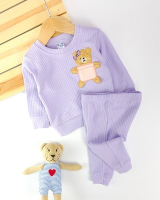Teddy bear fitilli mevsimlik kumaş 2li takım 