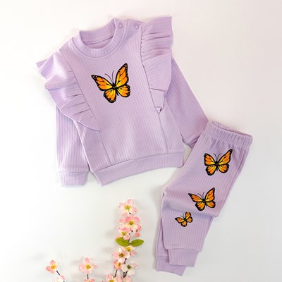 Kelebek desen omuzdan çıtçıtlı mevsimlik 2li takım 