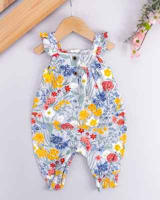 Çiçek bahçesi alttan çıtçıtlı yazlık kız tulum 