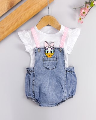 Daisy duck arma çıtçıt badili yazlık kot salopet takım 