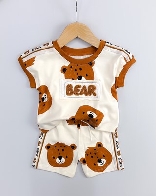 Bear kabartma nakışlı yazlık 2li takım 