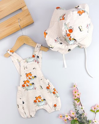 Sevimli tilki ve arkadaşları yazlık 2li salopet set 