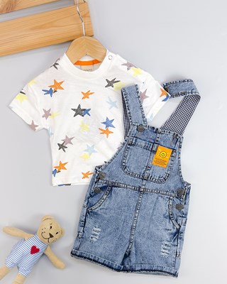 You can find party yıldız tshırtlu yazlık 2li kot salopet set 