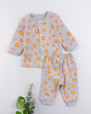 Çiçek desen önden çıtçıtlı mevsimlik 2li pijama takımı 