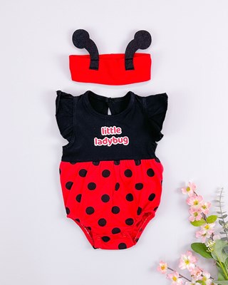 Little ladybug alttan çıtçıtlı bandana yazlık tulum set 