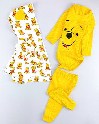 Winnie the pooh hırkalı çıtçıt badili mevsimlik 3lü takım 
